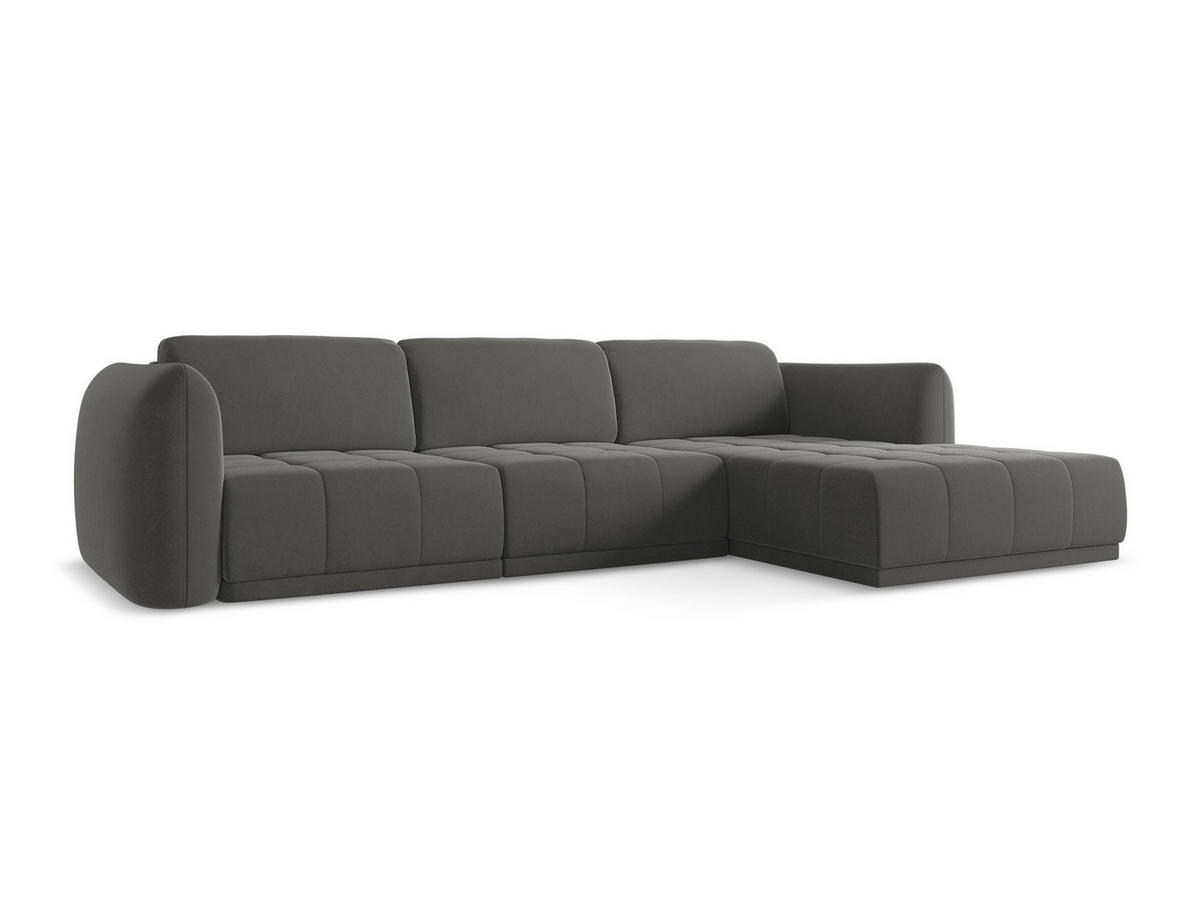 ECKSOFA Rechts Samt Stoff Grau - Dunkelgrau/Schwarz, Kunststoff/Textil (290/170cm) - Makamii