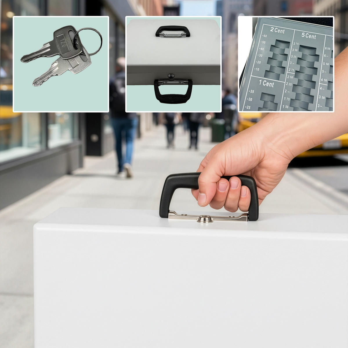 GELDKASSETTE - Weiß, Kunststoff/Metall (37/10/28cm) - Relaxdays