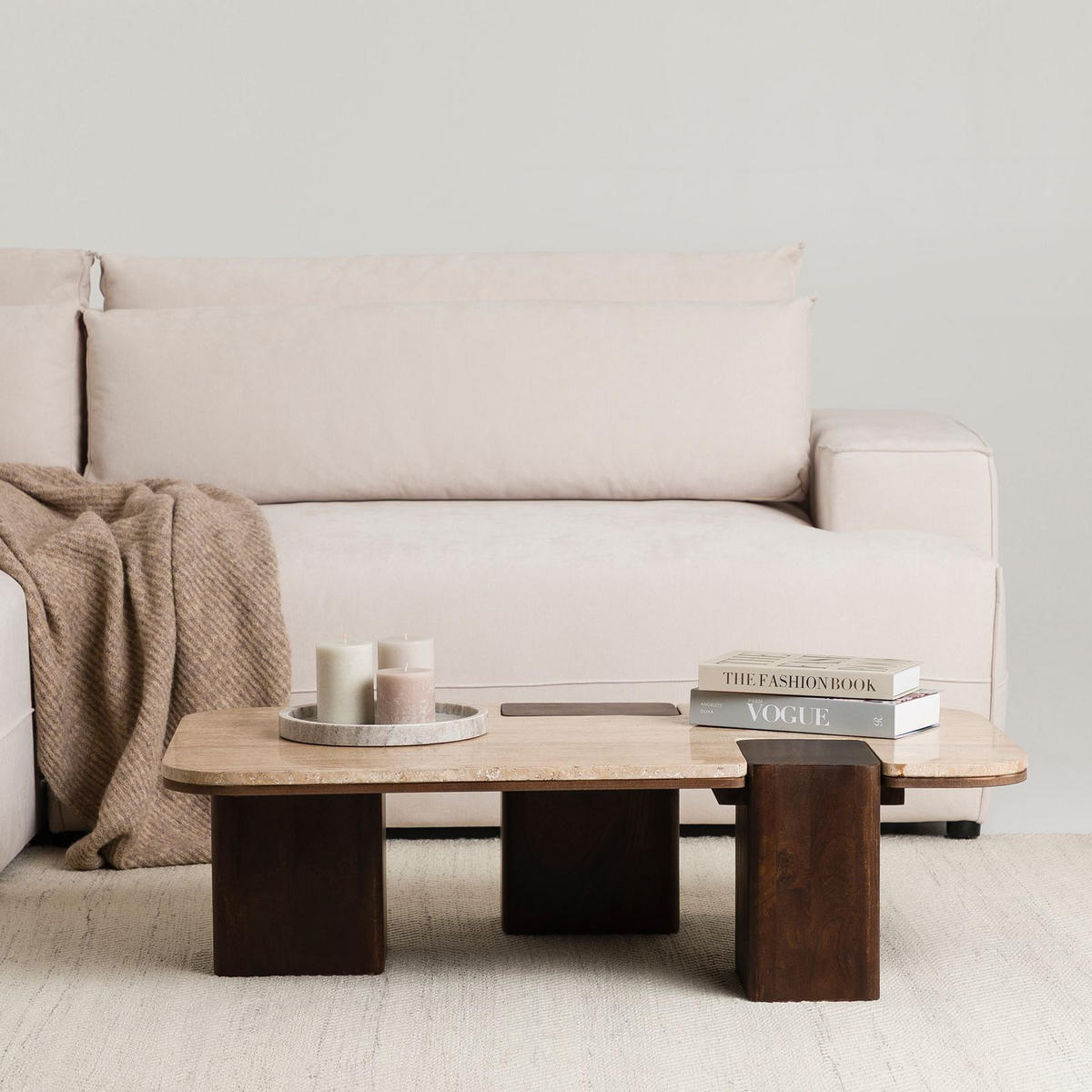 COUCHTISCH SURAT braun/beige - Beige/Braun, Naturmaterialien/Holz (60/100/27cm) - IDIMEX