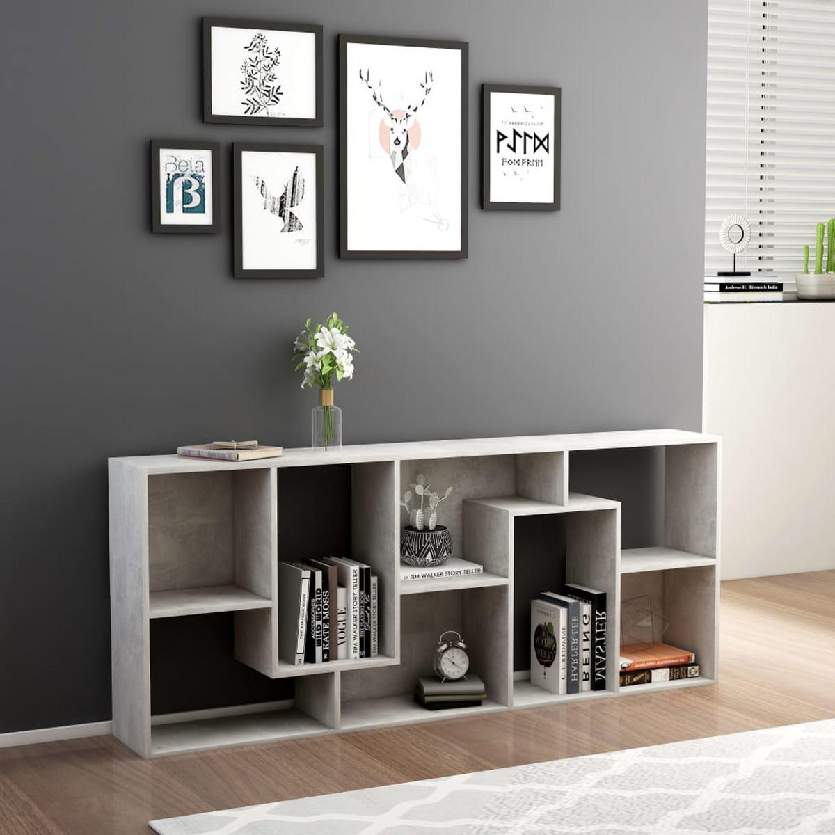 BÜCHERREGAL 67/24/161 cm aus Holzwerkstoff Betongrau - Hellgrau, Holz (67/161/24cm) - vidaXL