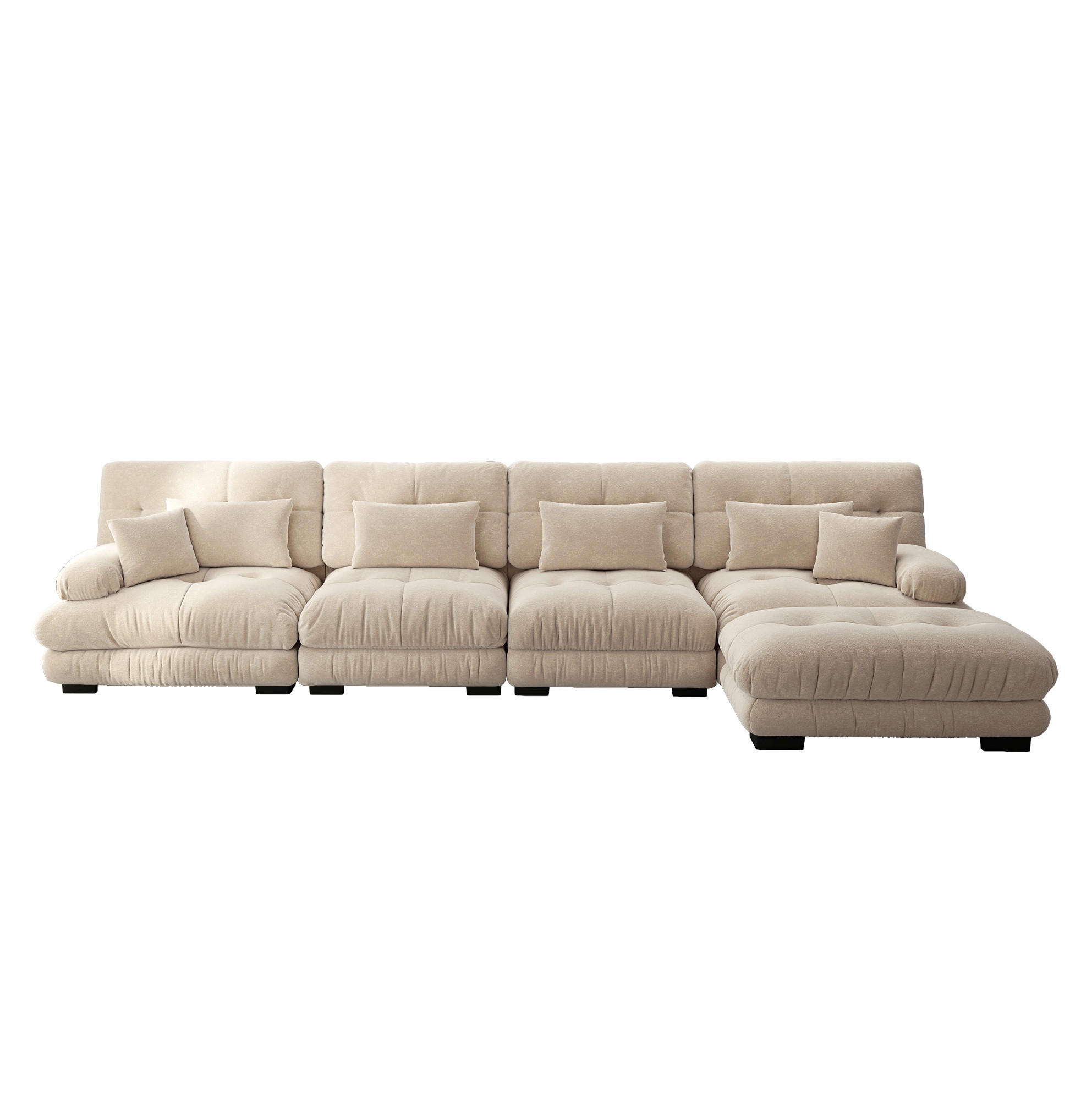 ECKSOFA mit modularem Design, beweglichem Ottoman und Chenille-Bezug, Hellkaffee - Cappuccino, Textil (406/145cm) - Redom