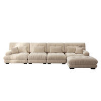 ECKSOFA mit modularem Design, beweglichem Ottoman und Chenille-Bezug, Hellkaffee - Cappuccino, Textil (406/145cm) - Redom