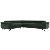 ECKSOFA NORDEN L - Dunkelgrün Cord - Rechts Seite - Dunkelgrün/Schwarz, Textil/Metall (329/269cm) - MKS