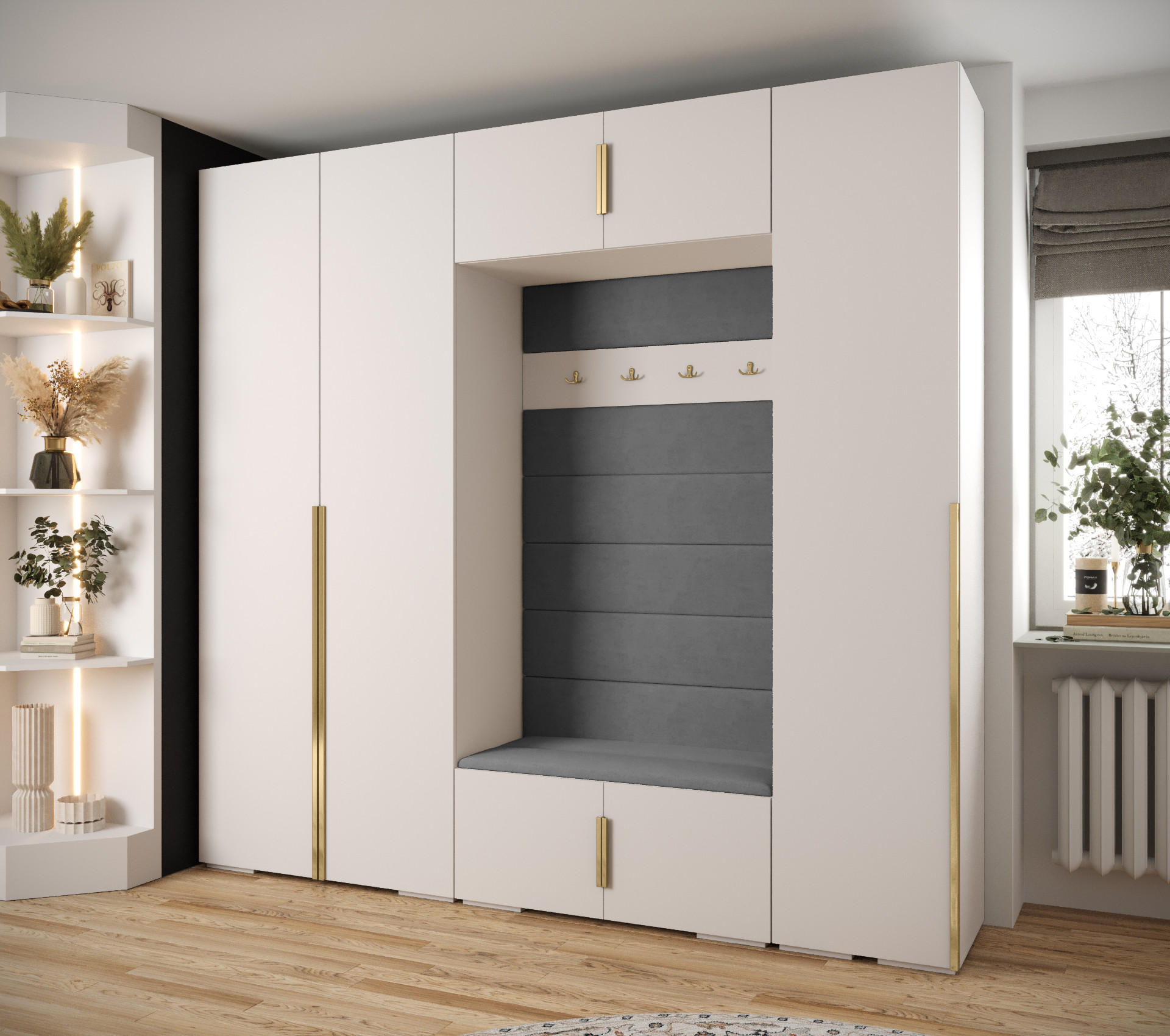 GARDEROBEN-SET 236,7/250/47 - Goldfarben/Schwarz, Holz/Kunststoff (250/236.7/47cm) - Abiks Möbel