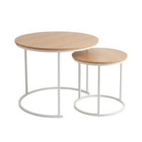COUCHTISCH 2er-Set rund Weiß, Braun - Braun, Metall (60/60/50cm) - SCENA LIVING