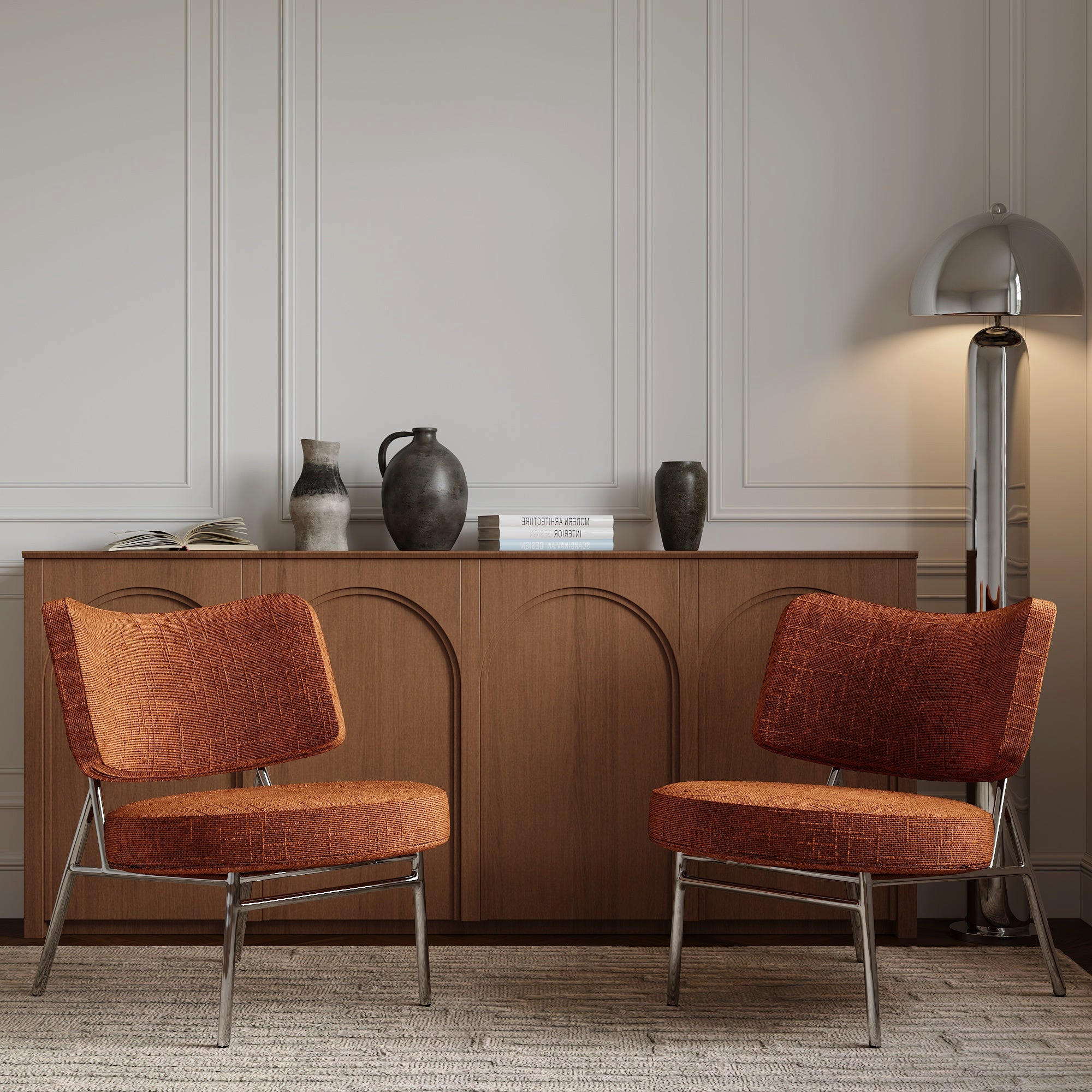 SESSEL Rastervelours 60cm - Dunkelorange/Terracotta, Textil (60/70/71cm) - Sia Home