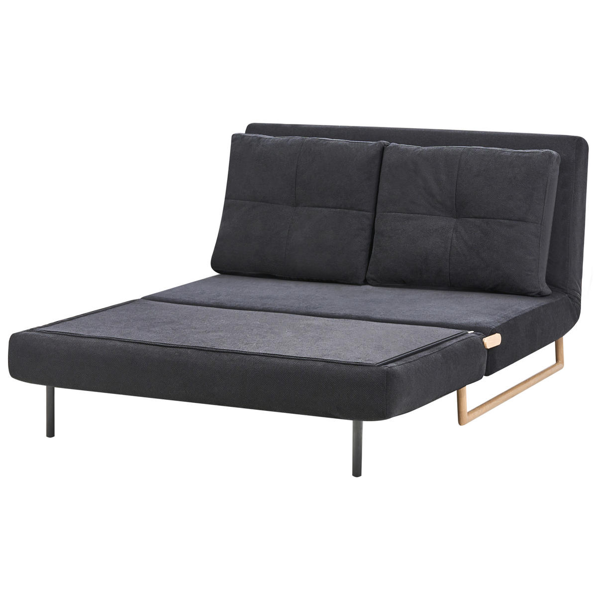 SCHLAFSOFA 2-Sitzer Stoff Schwarz Jerslev - Hellbraun/Schwarz, Textil (120/87/84cm) - Beliani