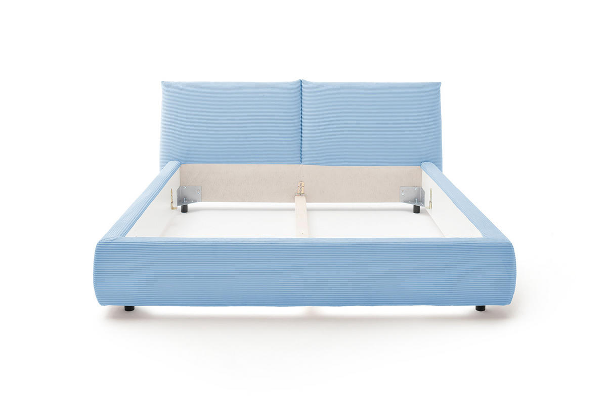 POLSTERBETT HENRY Hellblau Cord - Schwarz/Hellblau, Textil (140/200cm) - KAWOLA