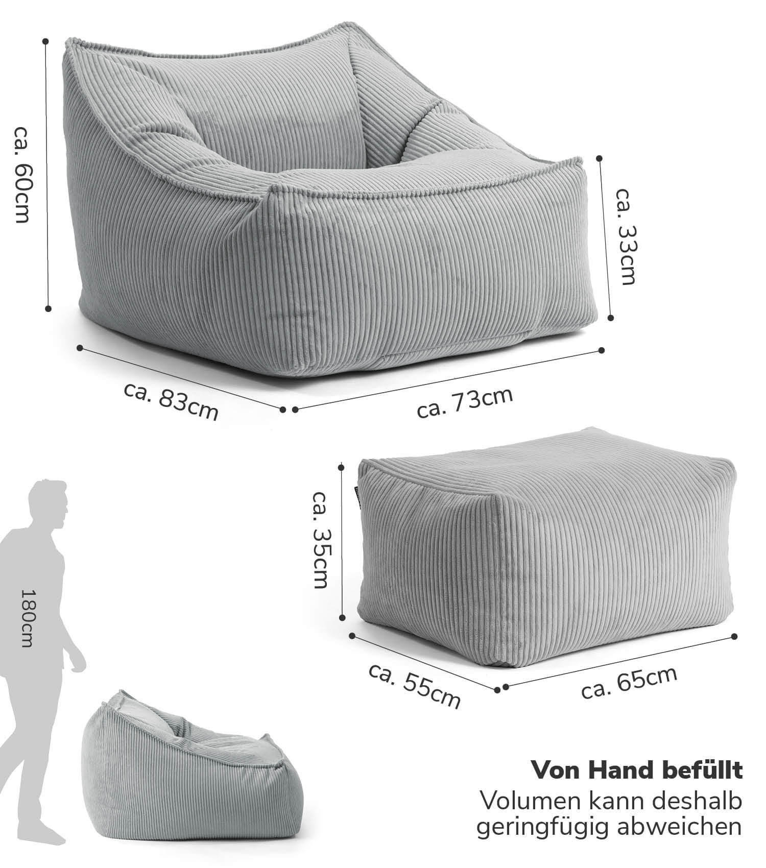 Thumbnail - Mokebo Sitzsack, Grau, Textil, 73x60x138 cm, Oeko-Tex®, Wohnzimmer, Hocker, Sitzsäcke, XXL Sitzsäcke