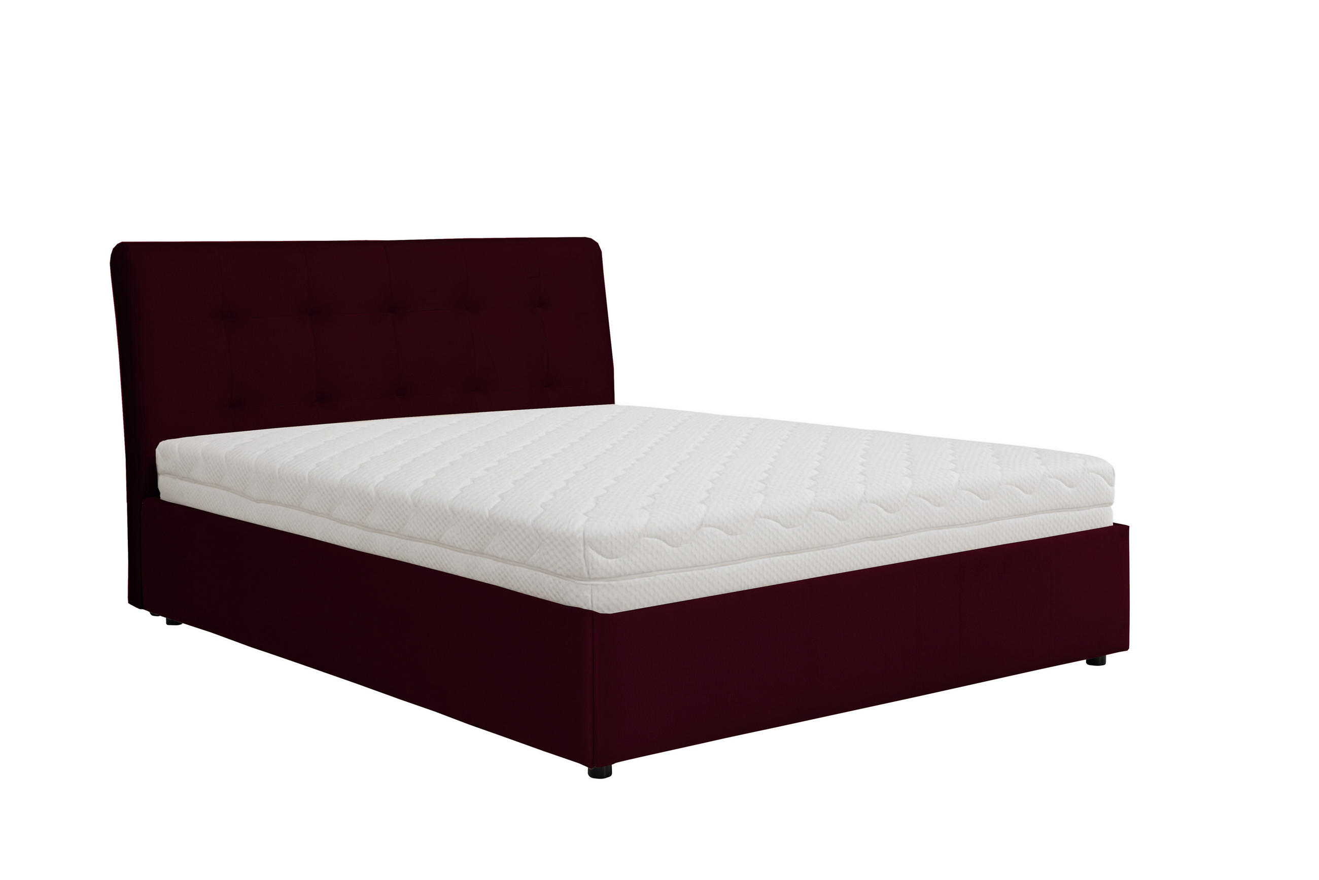 POLSTERBETT mit Bettkasten und Matratze SOLIS, Bordeaux, 140x200 cm - Bordeaux, Textil (140/200cm) - KS Home Concept