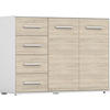 KOMMODE Frida 01 2D4S Weiss/Sonoma 135 cm - Alufarben/Weiß, Holzwerkstoff/Kunststoff (135/95/45cm) - imoebel24