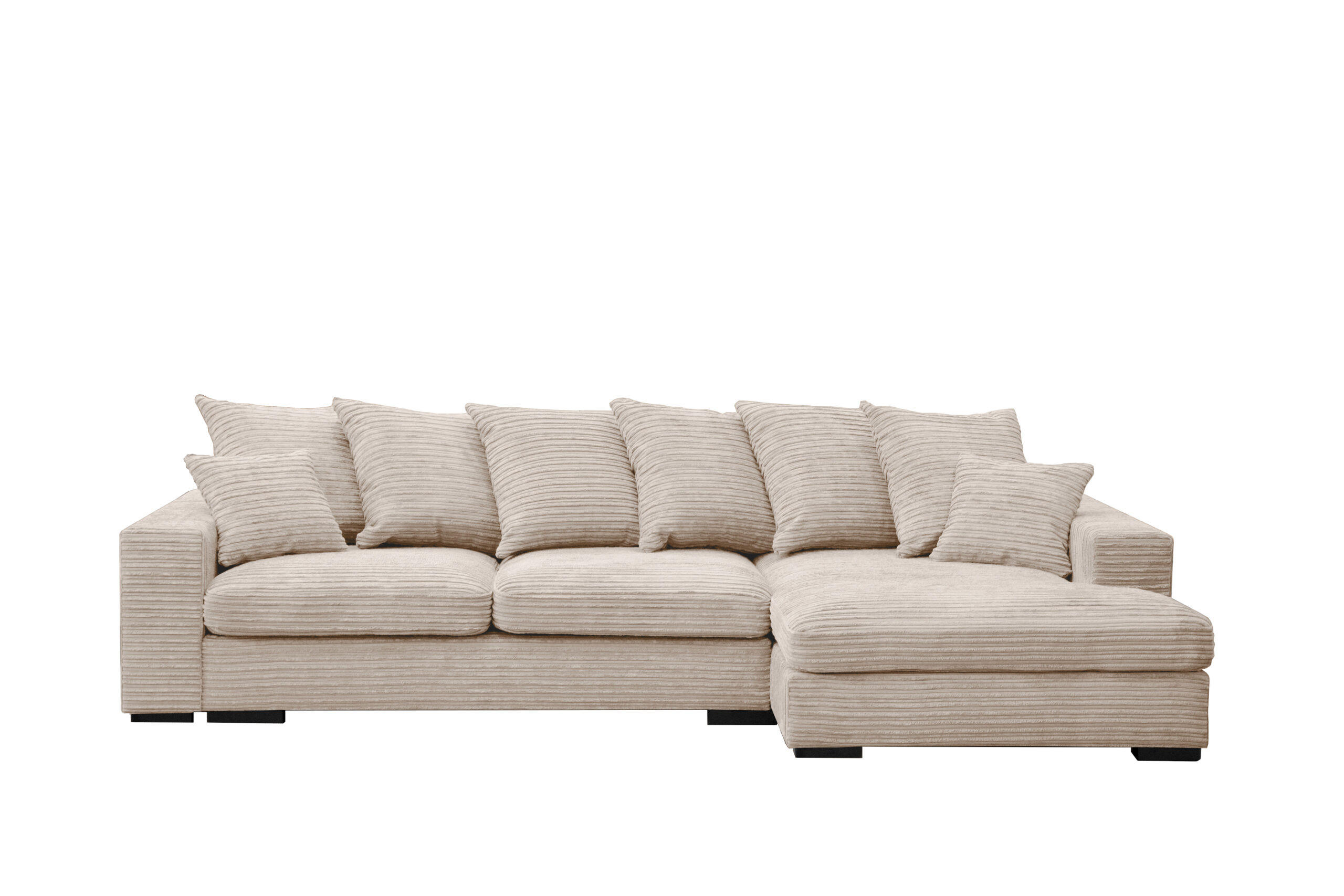 ECKSOFA Mit Schlaffunktion Und Bettkasten Couch L-form Gabon Stoff Zoom Creme Rechts - Creme, Holz (285/155cm) - Kaiser Möbel