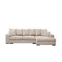 ECKSOFA Mit Schlaffunktion Und Bettkasten Couch L-form Gabon Stoff Zoom Creme Rechts - Creme, Holz (285/155cm) - Kaiser Möbel