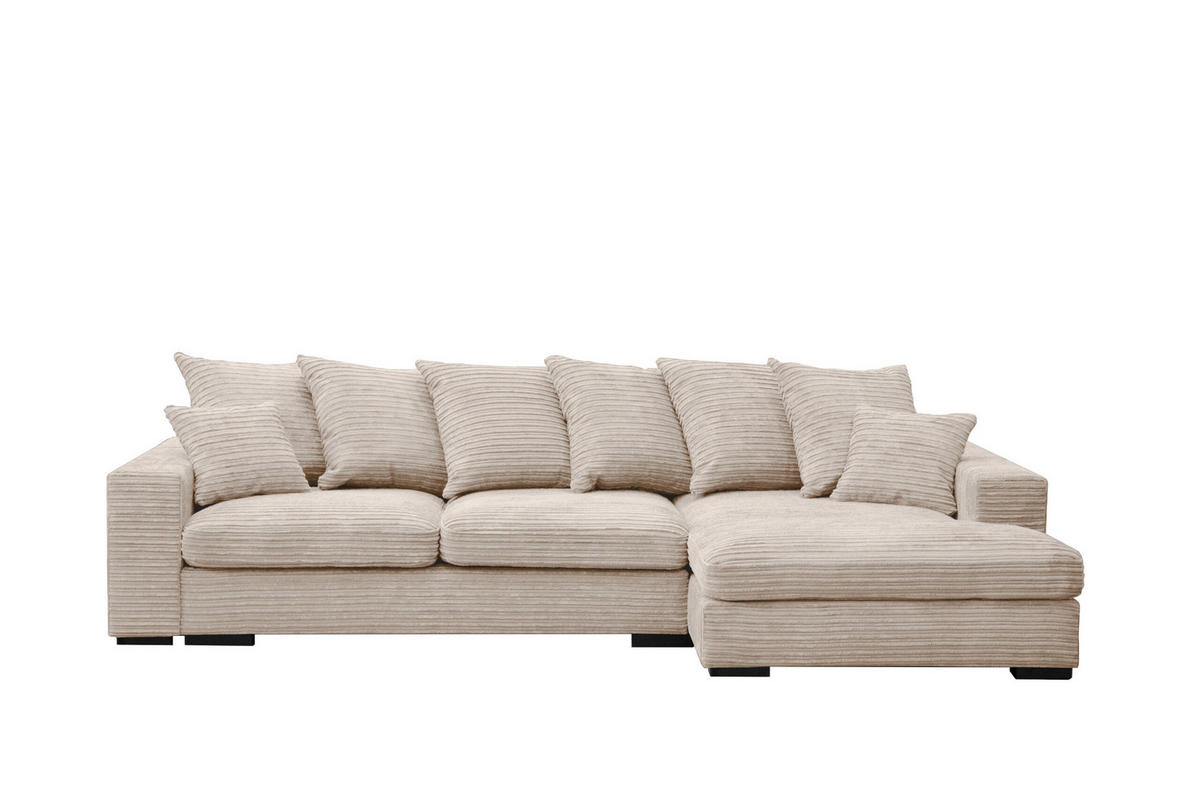 ECKSOFA Mit Schlaffunktion Und Bettkasten Couch L-form Gabon Stoff Zoom Creme Rechts - Creme, Holz (285/155cm) - Kaiser Möbel