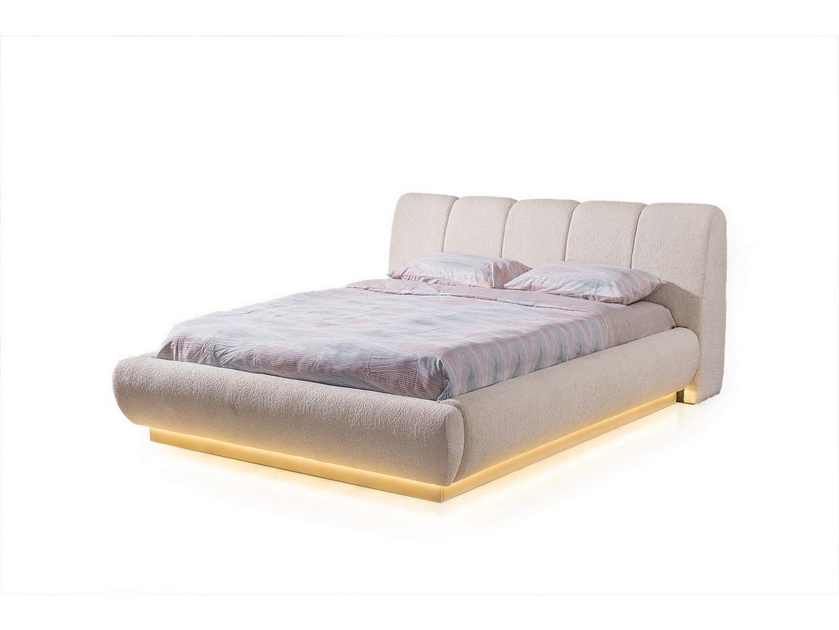 BETTANLAGE Tresana Typ-2 Bett mit Kopfteil 2 Nachttischen und Kommode - Beige, Holzwerkstoff (160/200cm)