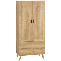 KLEIDERSCHRANK DE-17167 2 Türen & 2 Schubladen mit Kleiderstange Natur - Naturfarben, Holzwerkstoff (54/180/80cm) - ComfortXL