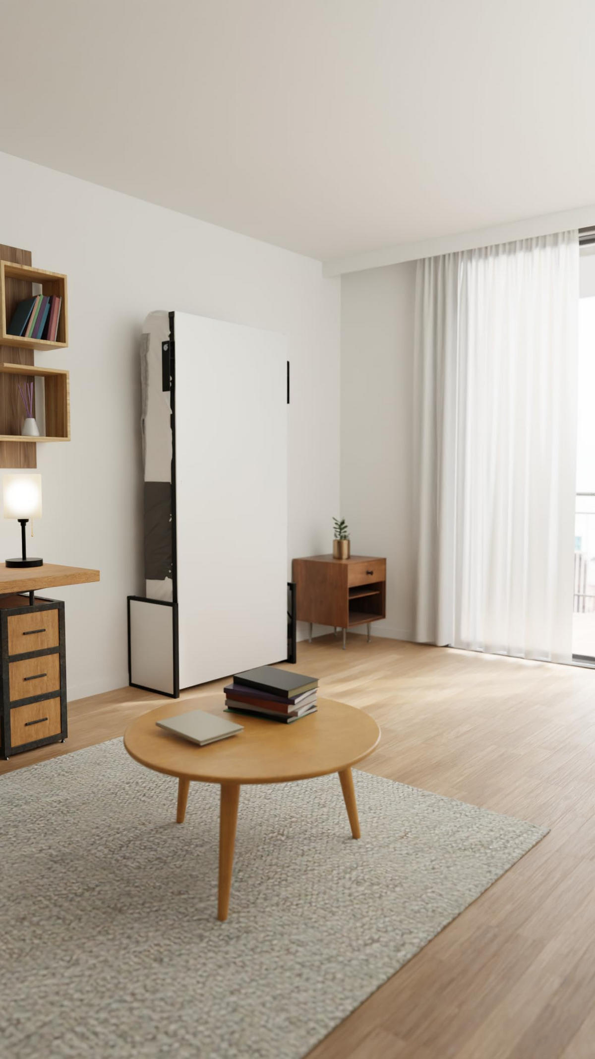 SCHRANKBETT Morphy Studio Modulares SizeFlex- und TypeFlex-System - 90x200, Vertikal - Schwarz, Metall (90/200cm) - WallBedKing