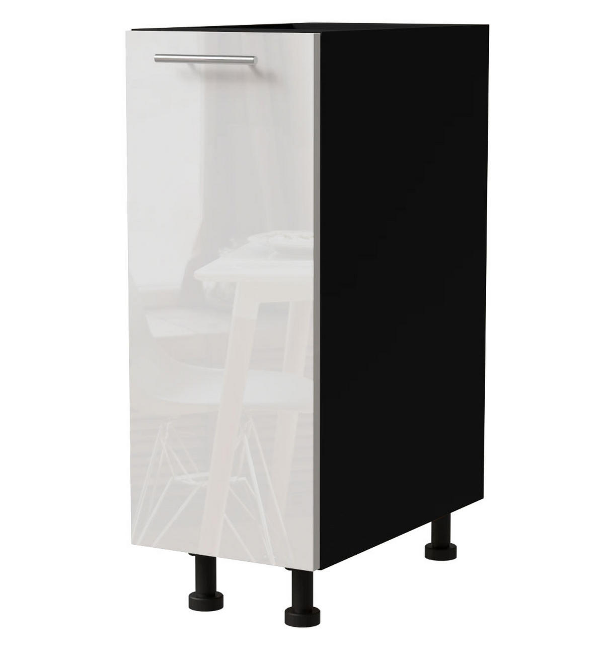 KÜCHENUNTERSCHRANK Essen D1D/20 Weiß Hochglanz / Schwarz Matt 20 / 50 / 82cm - Weiß Hochglanz/Schwarz, Holz/Holzwerkstoff (20/82/50cm) - Feldmann-Wohnen