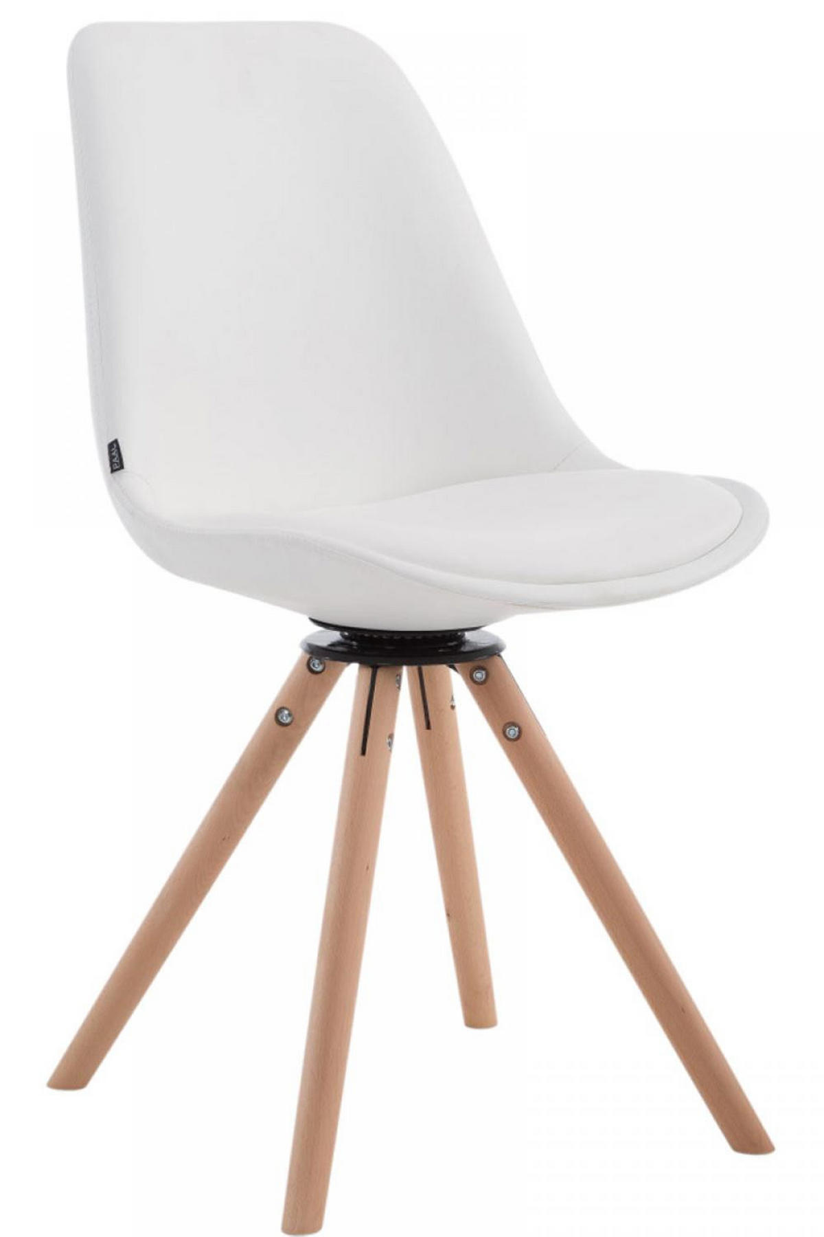 STUHL Lederlook weiß - Eukalyptusholzfarben/Weiß, Holz/Textil (48/84/56cm) - CLP