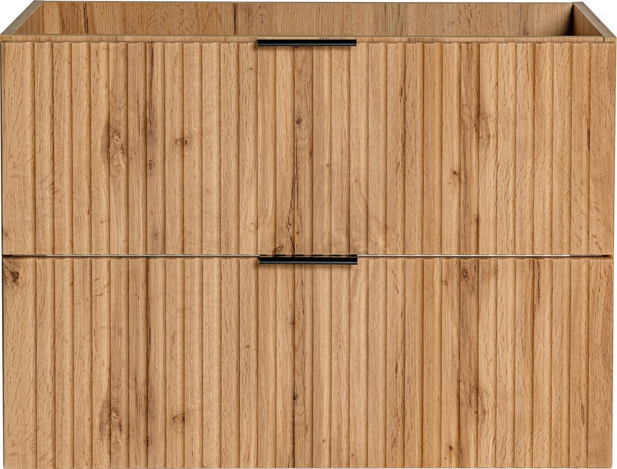 WASCHBECKENUNTERSCHRANK Niva hängend mit Rillenfronten in Eiche Braun, 60/57/46 cm - Eiche Wotan/Multicolor, Holzwerkstoff/Kunststoff (60/57/46cm) - WFL GROUP