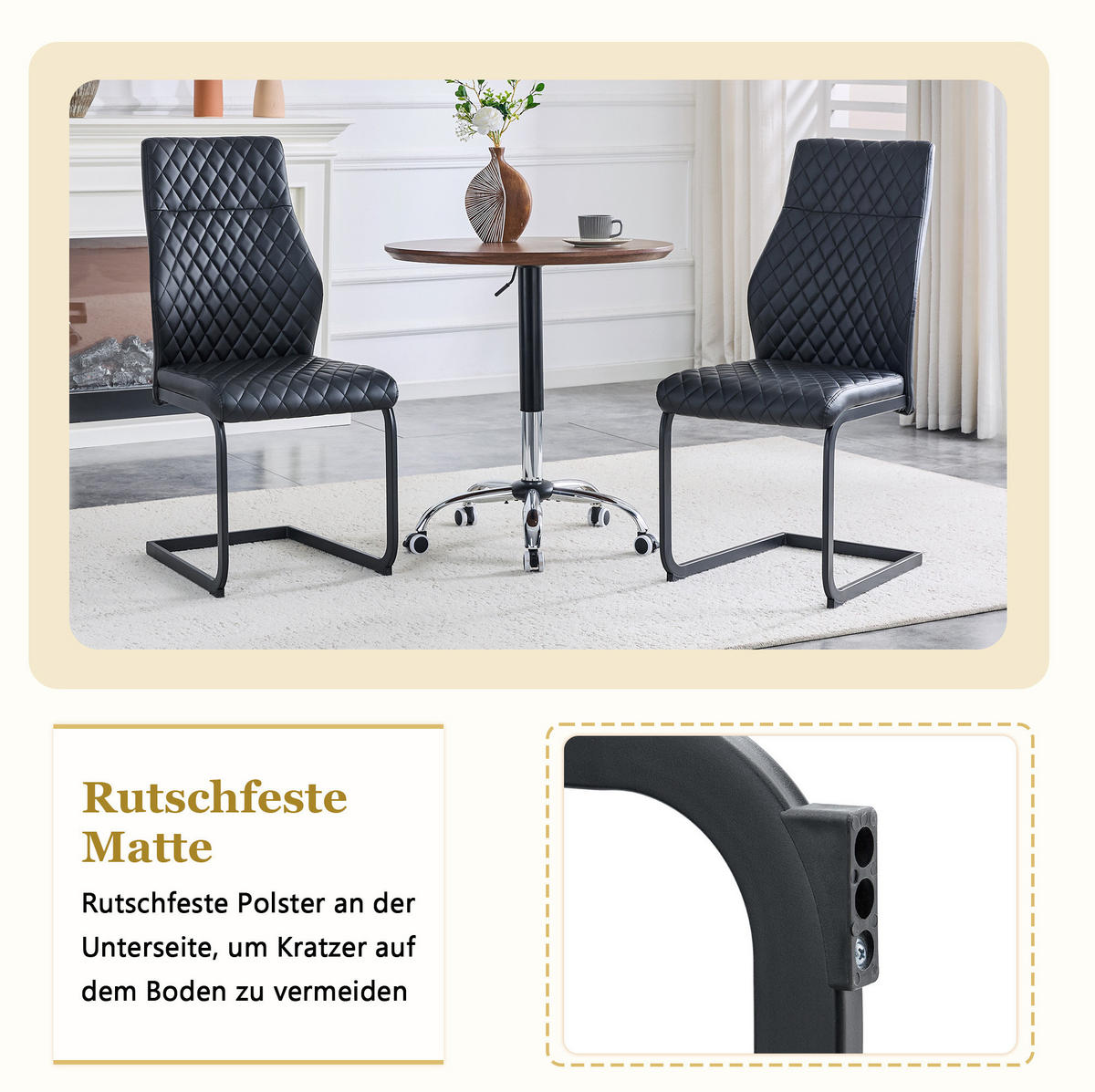 ESSGRUPPE 2-tlg. mit rundem Tisch 107 cm Schwarz MDF/Metall - Schwarz, Metall (107/75/107cm) - Meubliv