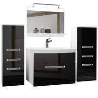 BADMÖBEL Badezimmer Schwarz Glänzend - Schwarz, Holz (140/81/40cm) - B BELINI GROUP