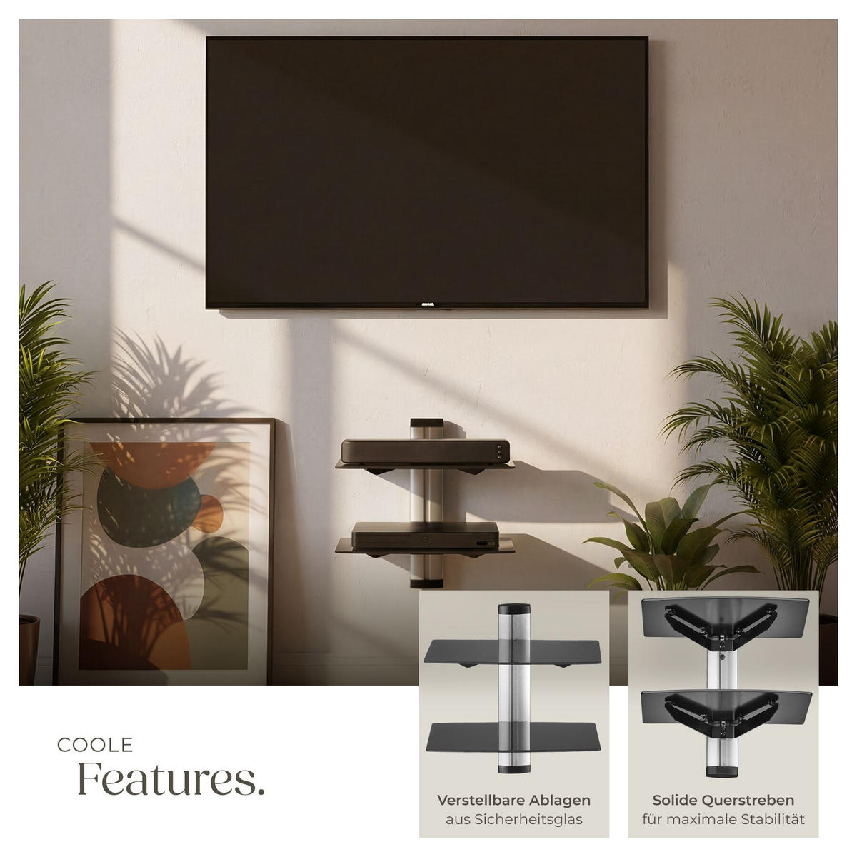 WANDREGAL , 44 x 42 x 34 cm, schwarz - Schwarz, Metall (34/44/42cm) - tectake