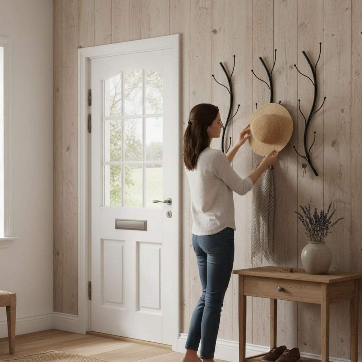 WANDGARDEROBE Flora 3er Set für die Wand 97 cm Metall Schwarz - Schwarz, Metall (22/97/8cm) - DanDiBo