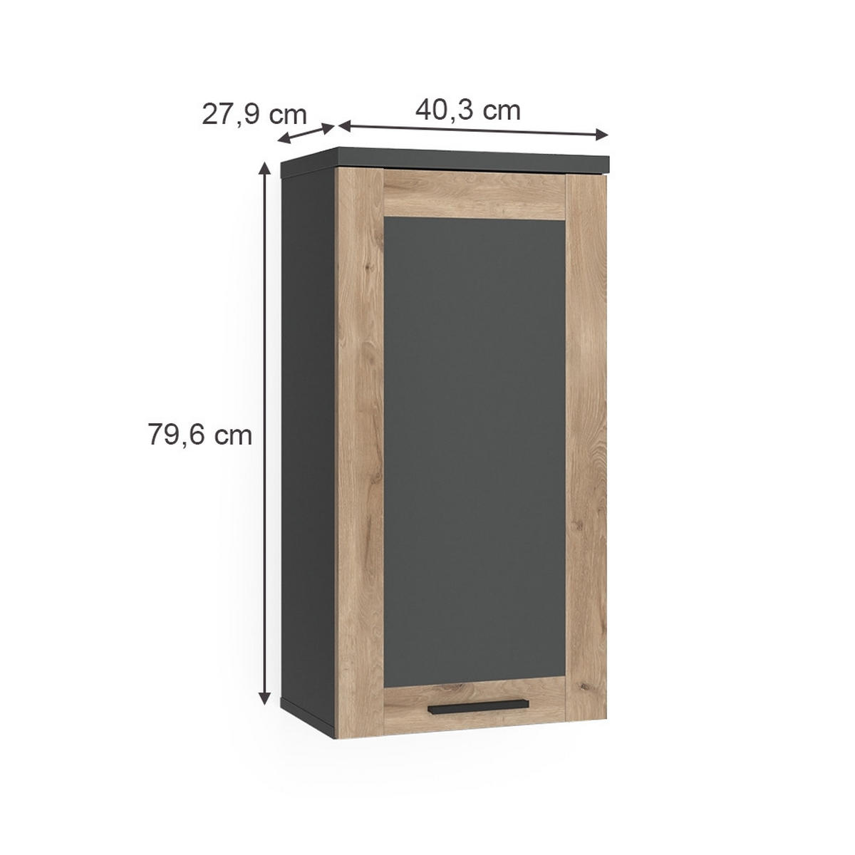 HÄNGESCHRANK Niko Anthrazit/Viking Oak 40.3 x 79.6 cm - Anthrazit, Holzwerkstoff (40.3/79.6/27.9cm) - Vicco