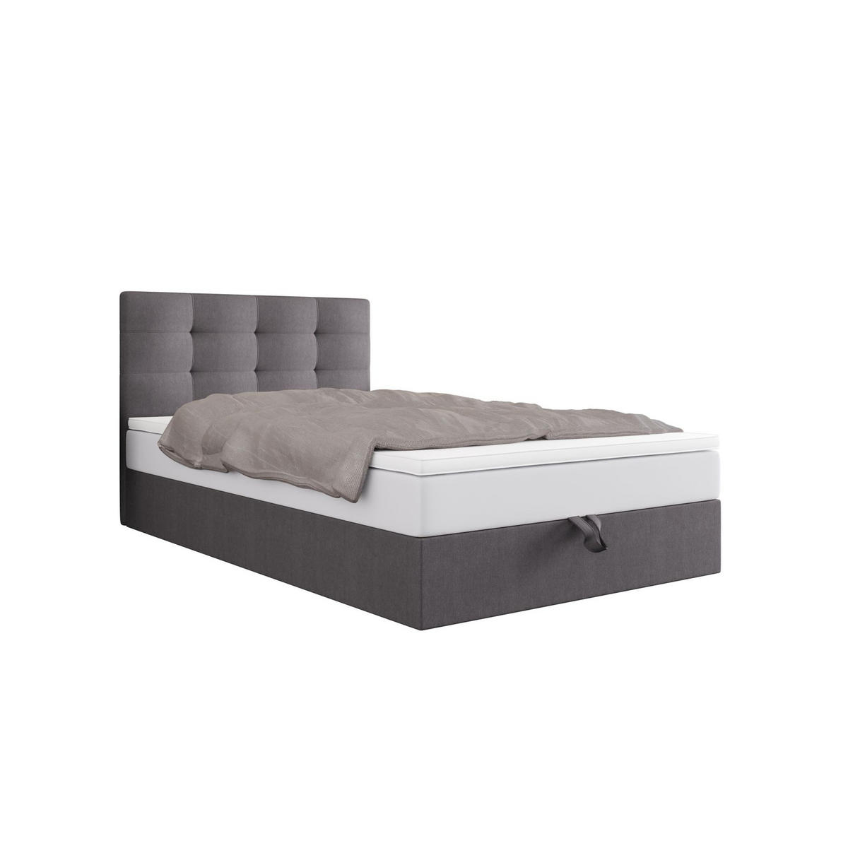 BOXBETT DUO 1 100x200 Cosmic 160, mit Matratze H3, Bonell und Topper, Hellgrau - Hellgrau, Holz/Kunststoff (100/200cm) - Bedante