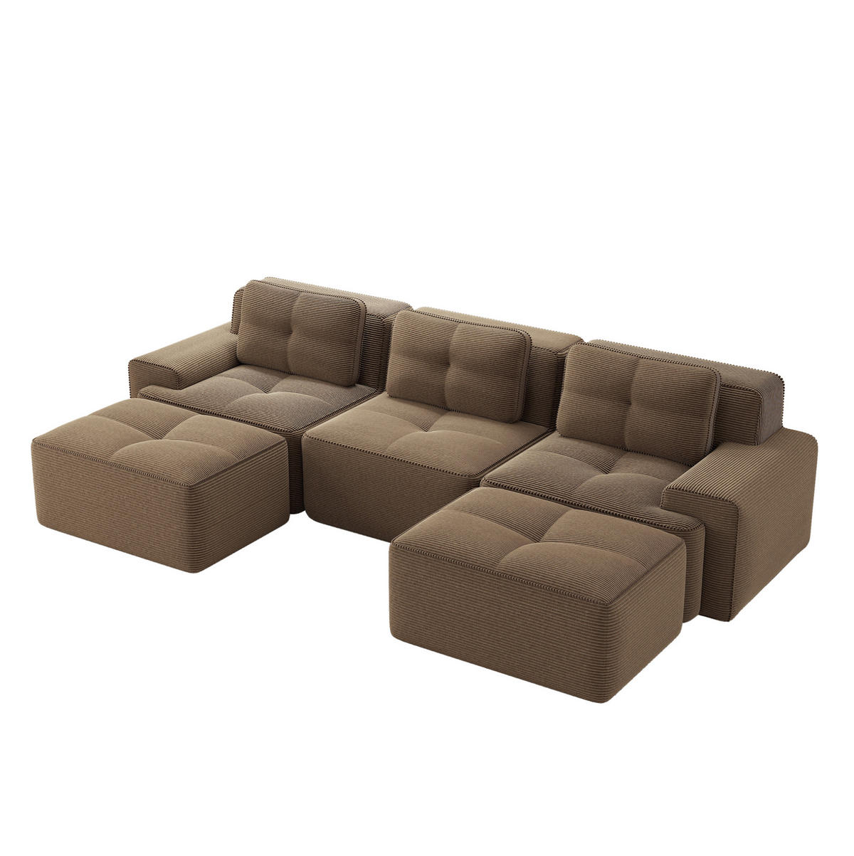 SOFA modular mit Tiefsitz Cord Braun - Braun, Kunststoff (177/69/293.1cm) - Meubliv