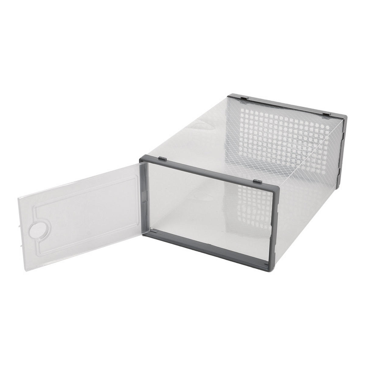 SCHUHBOXEN Kunststoff Grau 12er-set 33x23x14cm- Einfacher doppelrahmen klappbarer mehrschichtiger Aufbewahrungsständer - Grau, Kunststoff (23/14/33cm) - Livingandhome