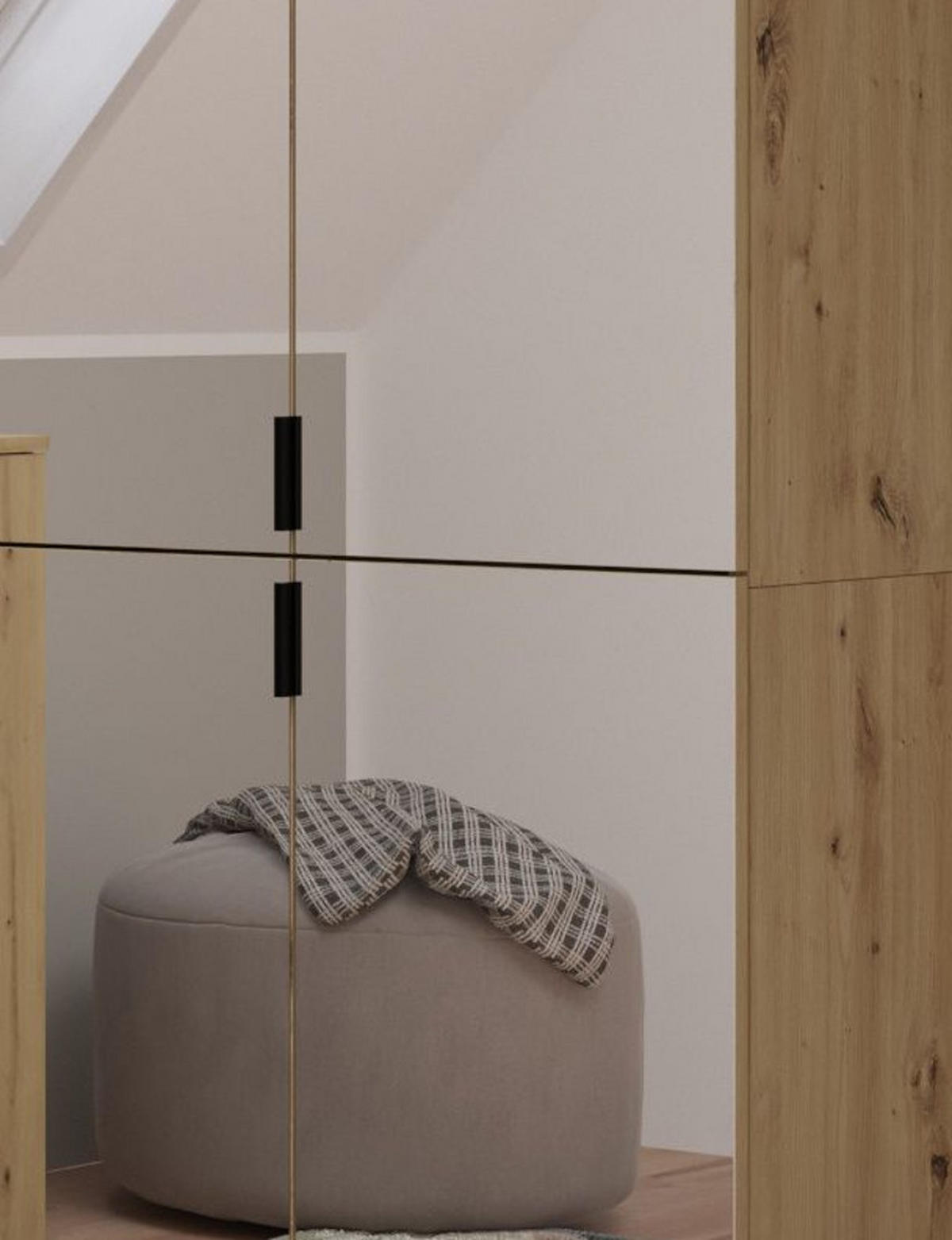 SCHUHSCHRANK Eiche 30 cm, Flurschrank mit Spiegeltüren - Schwarz/Eiche Artisan, Glas/Holzwerkstoff (30/193/34cm) - Inn.Furn