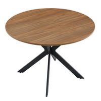 ESSTISCH aus MDF und Metall 137x137x76 cm Schwarz/Walnussfarben ausziehbar mit runder Tischplatte und stabilem Dreibein-Gestell - Walnussfarben, Metall (137/137/76cm) - Modfu