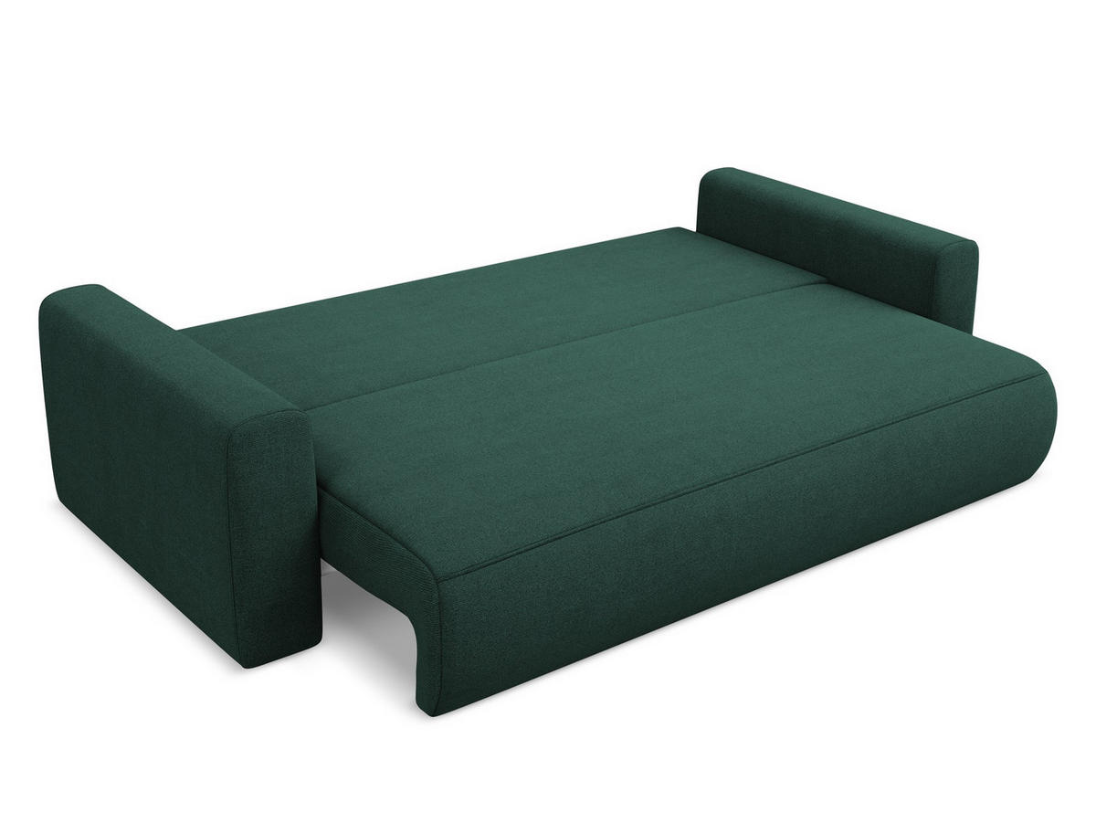 3-SITZER SOFA mit Schlaffunktion Strukturstoff Stoff Grün - Dunkelgrün/Schwarz, Kunststoff/Textil (238/82/105cm) - Makamii