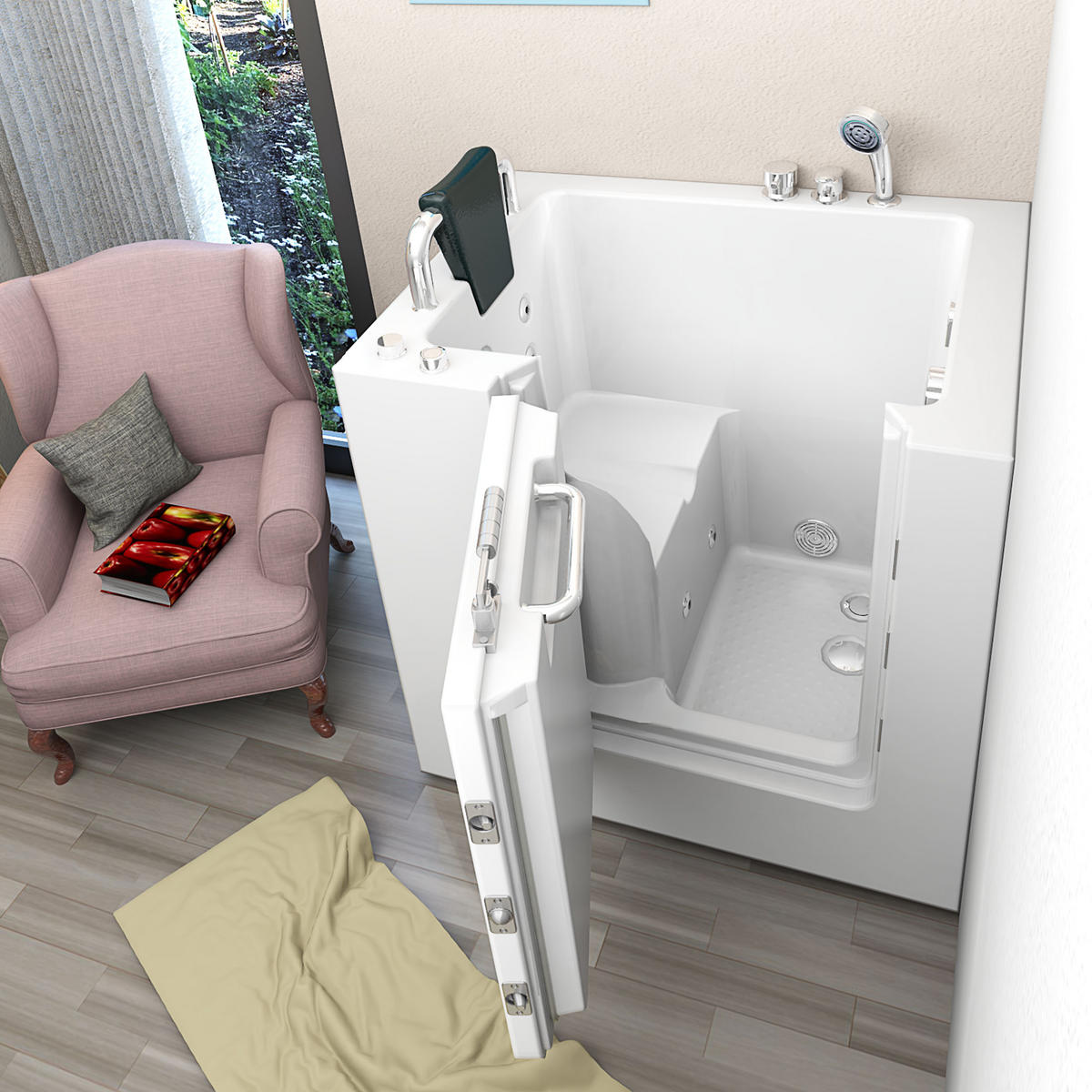 WHIRLPOOL-SENIORENWANNE S02WP-C-L Weiß - Weiß, Glas/Kunststoff (78/113/100cm) - AcquaVapore by Sandra Jentho