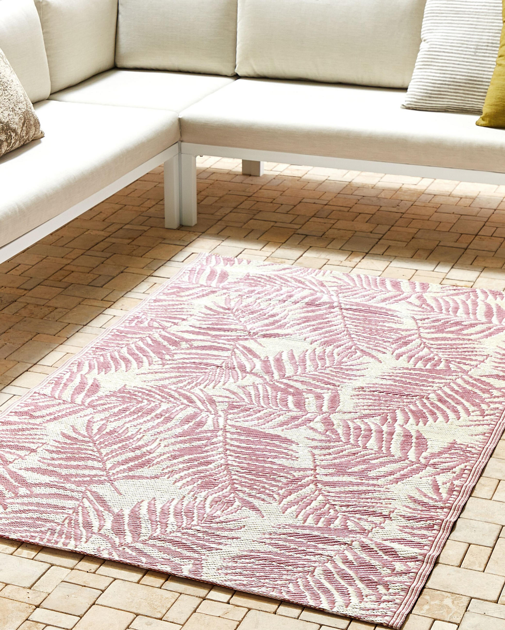 OUTDOORTEPPICH Kota 180/120 cm - Pink/Weiß, Kunststoff (120/180cm) - Beliani