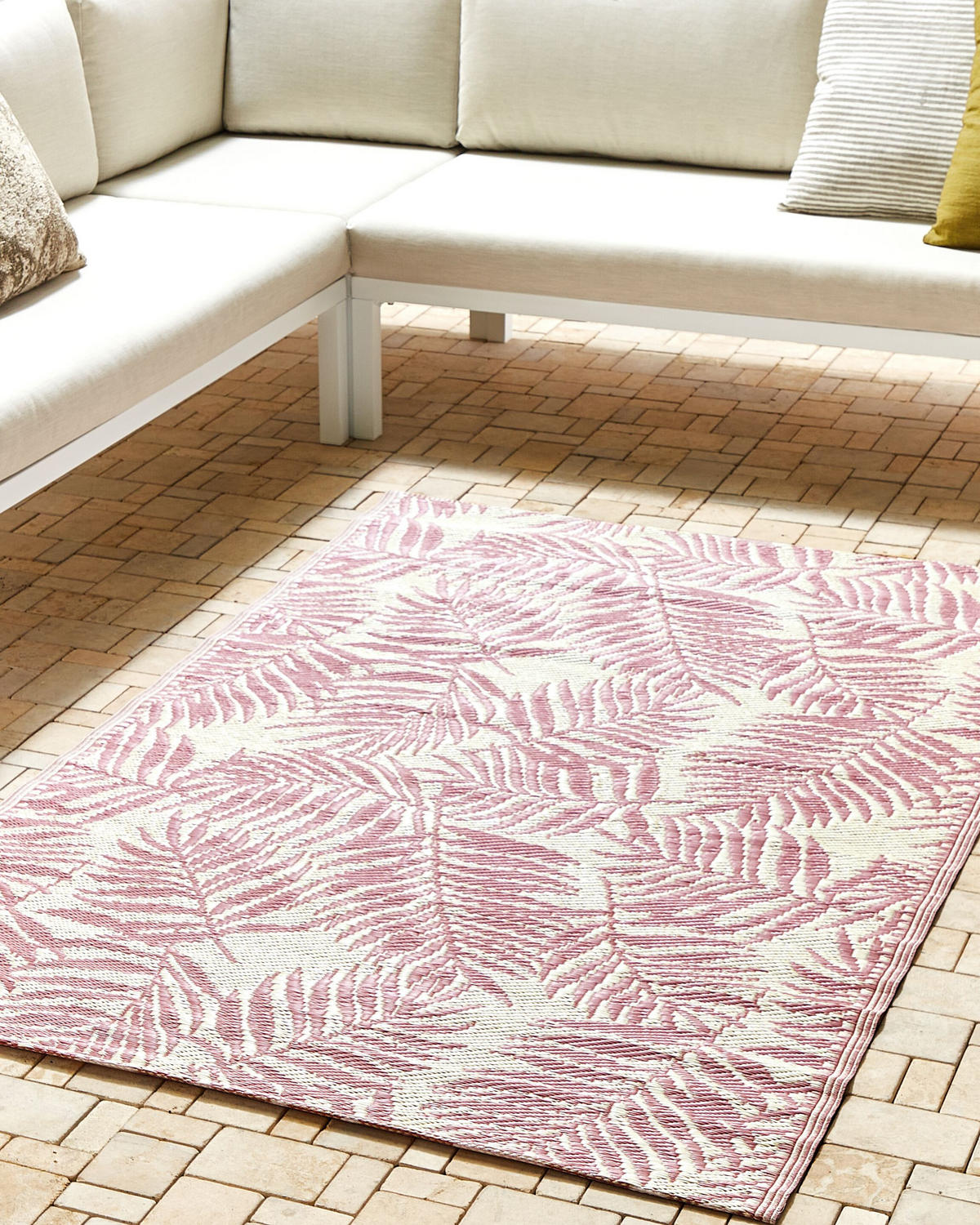 OUTDOORTEPPICH Kota 180/120 cm - Pink/Weiß, Kunststoff (120/180cm) - Beliani