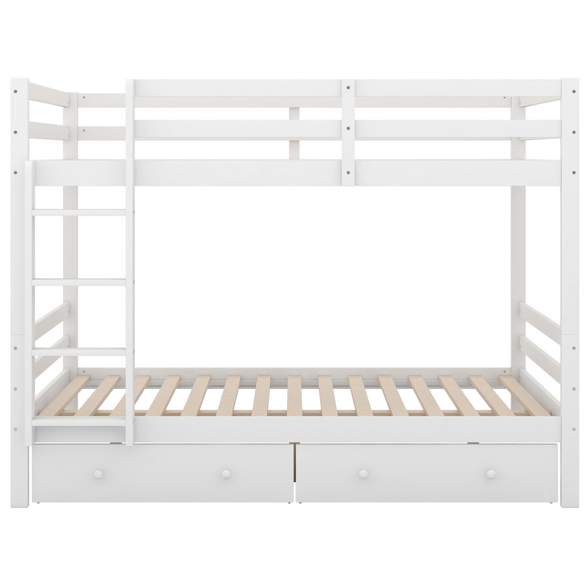 ETAGENBETT 140/200 cm mit Stauraum, abnehmbarer Schublade und hoher Absturzsicherung, Weiß - Weiß, Holzwerkstoff (140/200cm) - Redom