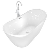 FREISTEHENDE Badewanne Wanne F13 180x92cm Whirlpool Armatur AF02 - Weiß, Glas/Kunststoff (80/72/180cm) - AcquaVapore by Sandra Jentho