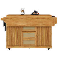 KÜCHENINSEL Ausklappbar Küchenwagen PE Rattan Dunkelbraun - Dunkelbraun, Holzwerkstoff (142.5/95/80cm) - FLIEKS
