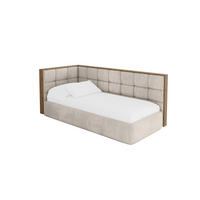 EINZELLBETT Jugendbett mit Bettkasten, Rechts - SOVY 100x200 Beige - Sandfarben, Holzwerkstoff/Textil (100/200cm) - ALTDECOR