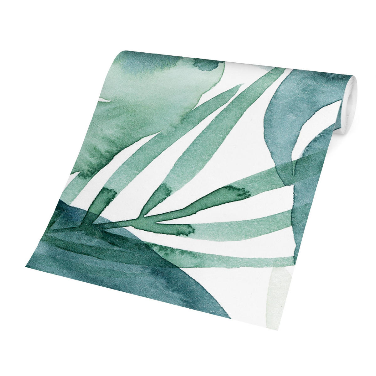 FOTOTAPETE Palmwedel in Wasserfarbe II 288/190 cm - Grün, Papier (288/190cm) - Bilderwelten