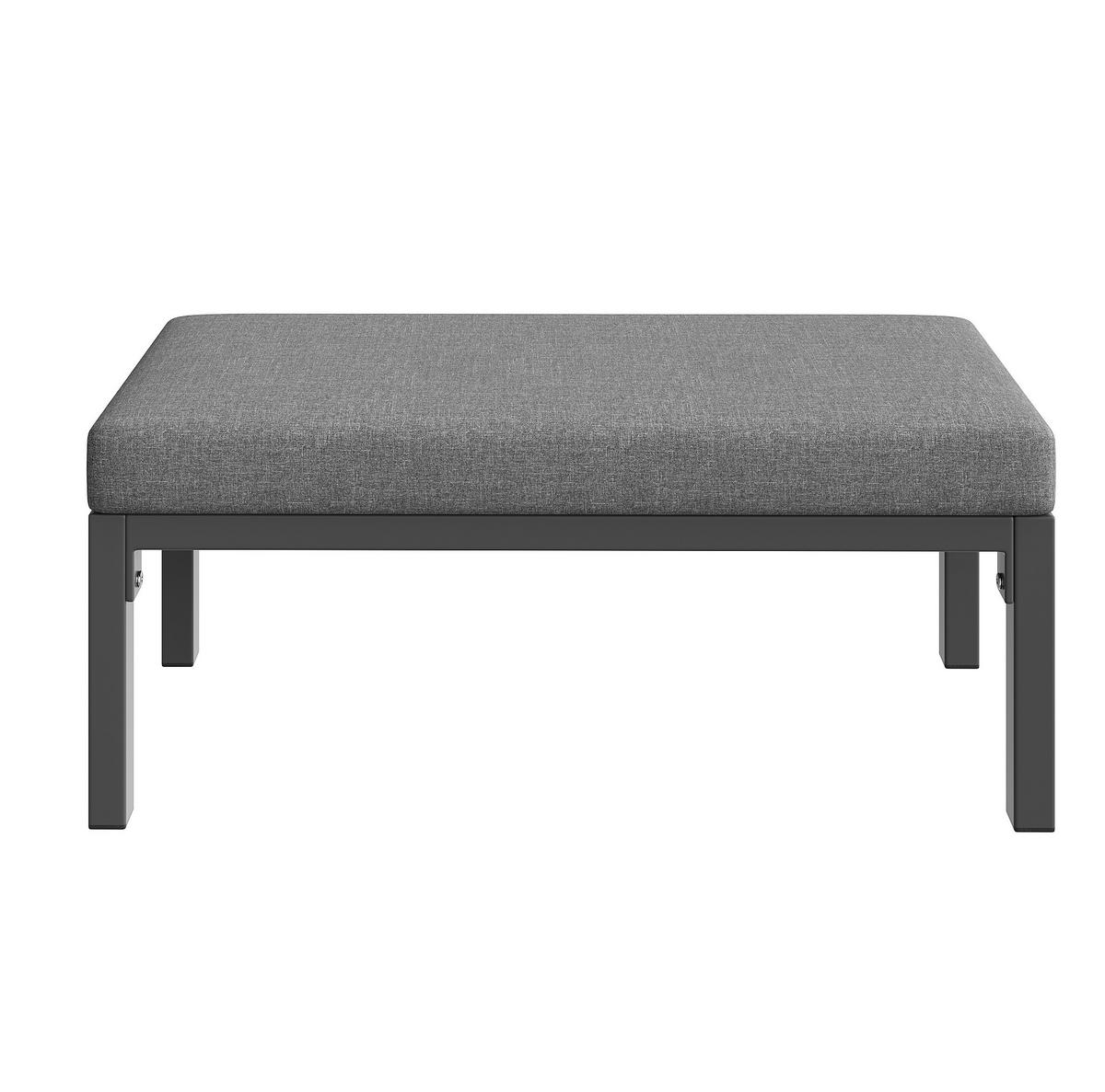 ZAHRADNÍ sedací souprava z železa 118x61x80 cm šedá pro 8 osob s modulárním uspořádáním a stolkem se sklem - šedá, kov - Modfu