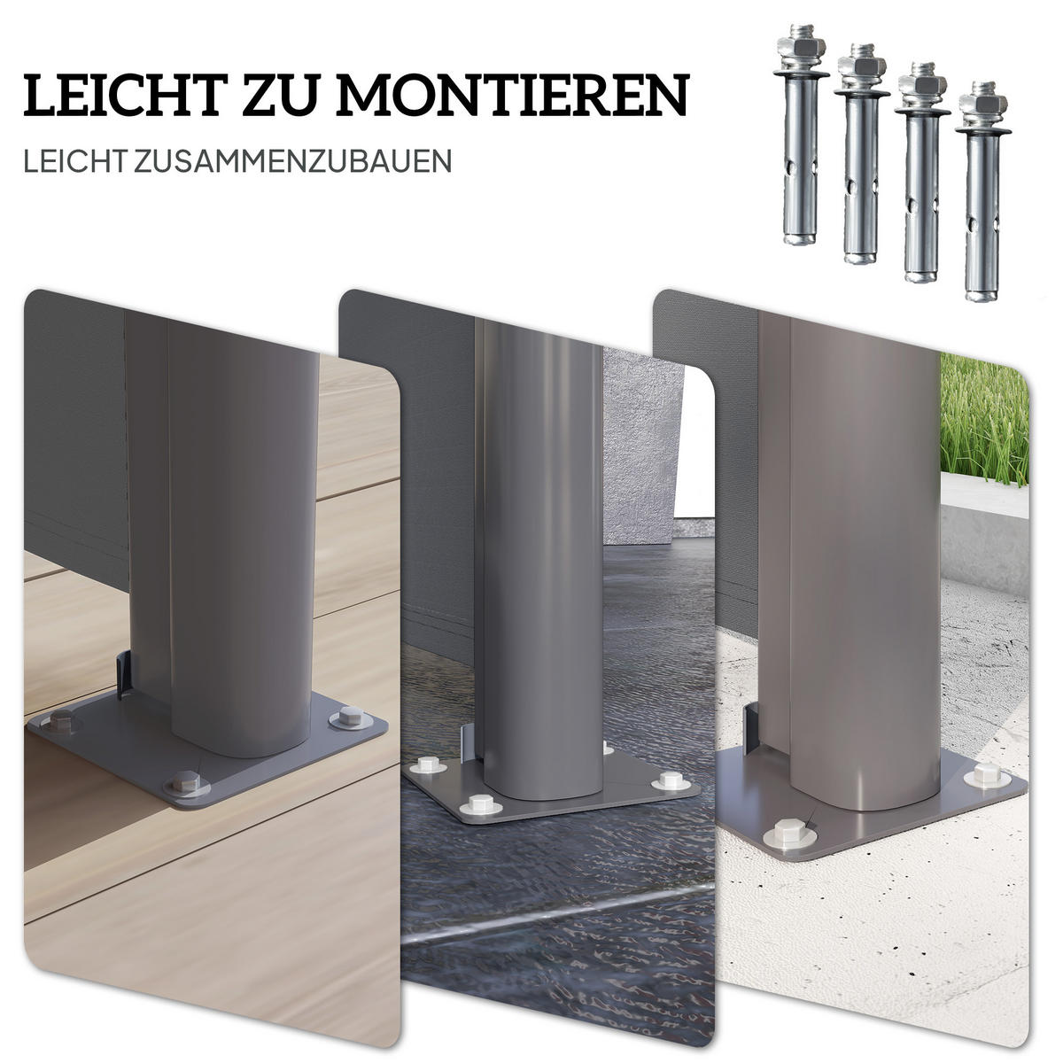 SEITENMARKISE ausziehbar Dunkelgrau - Dunkelgrau, Metall (1/140cm) - Outsunny