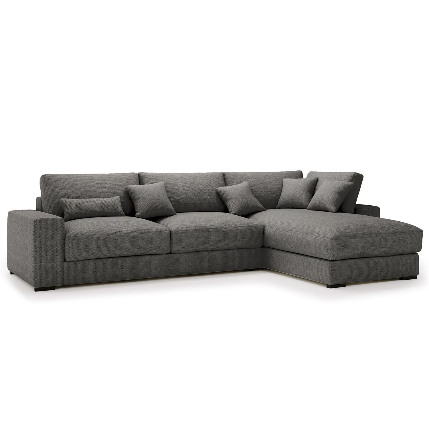 ECKSOFA mit Longchair - Anthrazit/Schwarz, Kunststoff/Textil (340/205cm) - home24