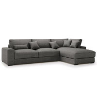 ECKSOFA mit Longchair - Anthrazit/Schwarz, Kunststoff/Textil (340/205cm) - home24