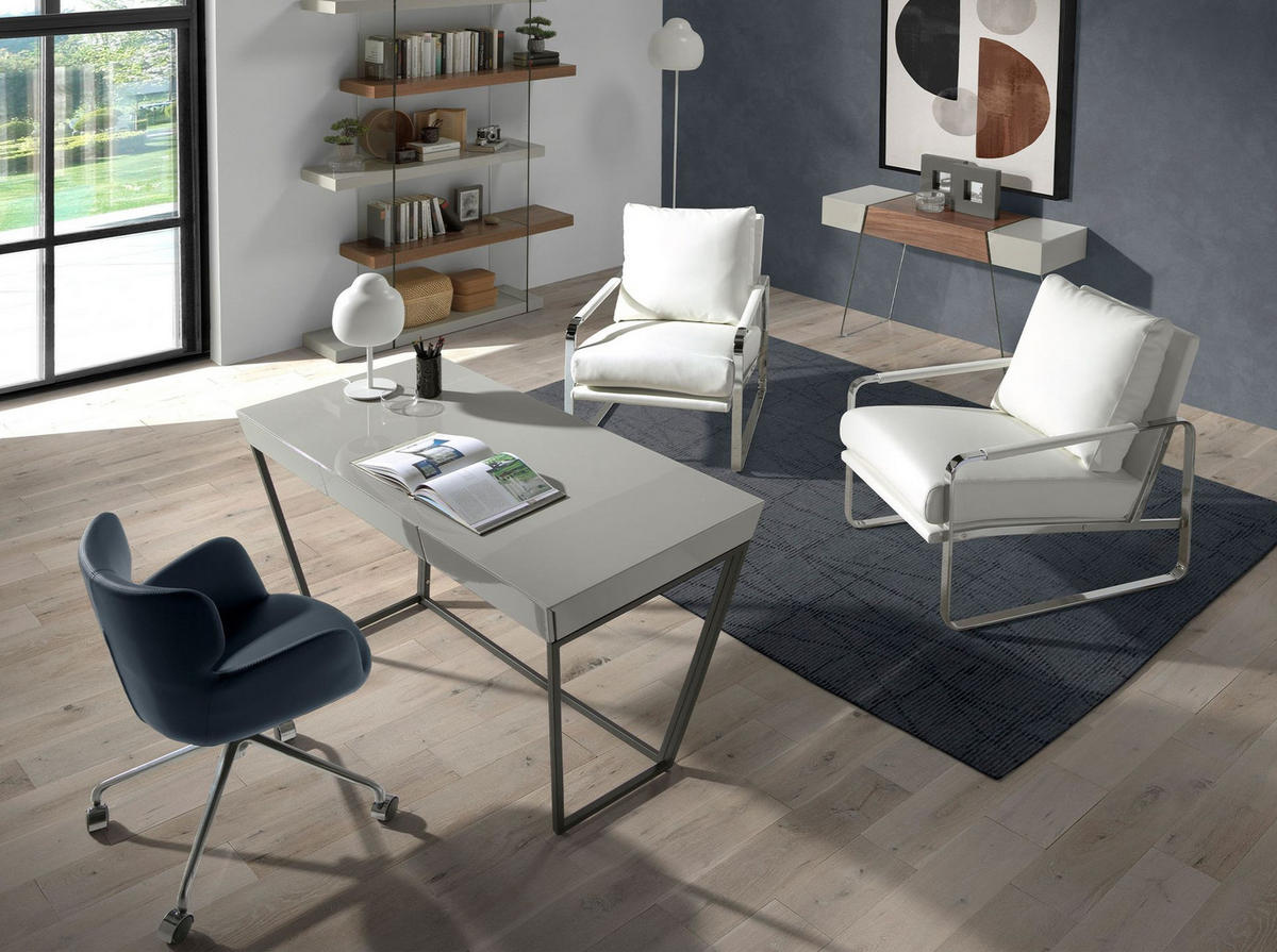 SESSEL Sessel aus weißem Öko-Leder 67/100/89 cm - Edelstahlfarben/Weiß, Textil (67/89/100cm) - ANGEL CERDA