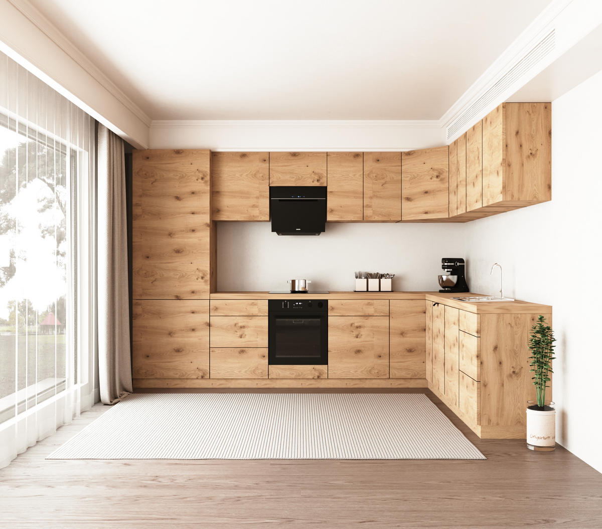 WINKELKÜCHE 320cm x 260cm- Langen KL14-M320 - in Artisan Eiche - Eiche Artisan, Holz/Holzwerkstoff (580/212/58cm)