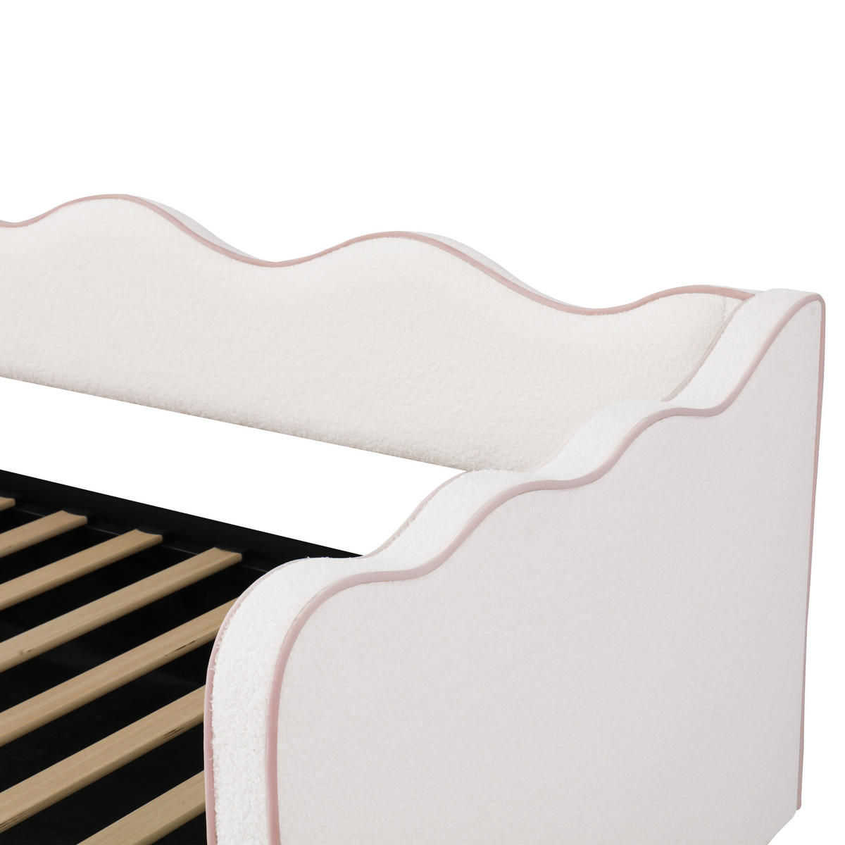 SCHLAFSOFA 90×200 Cm, USB-Anschlüssen & Type-C，Polster-Tagesbett，Bouclé, Beige - Beige, Holz (216/74.5/102.5cm) - FLIEKS